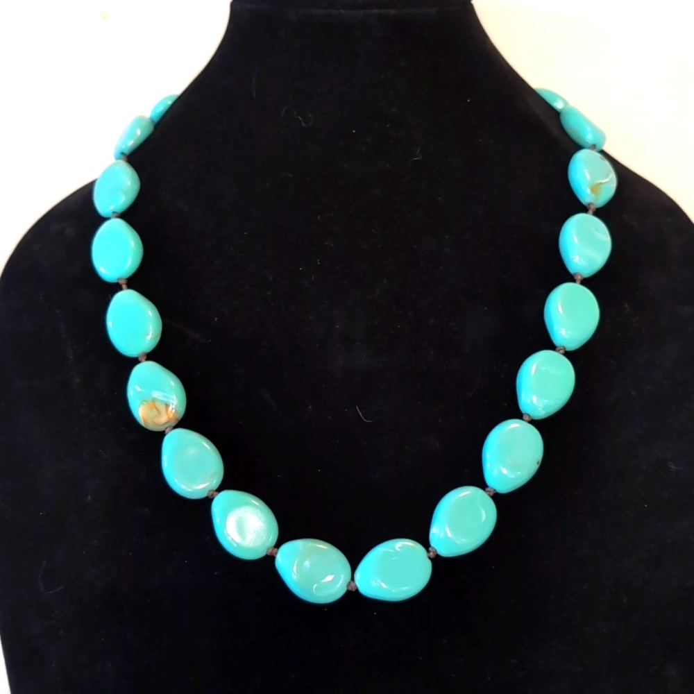 Turquoisesque Teardrop Shaped Stone Like Necklace